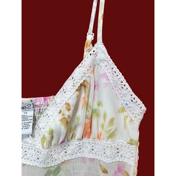 Rue 21 - Women's Summer Sleeveless High Low Hem Ruffle Floral Dress - White - XS - Picture 11 of 16